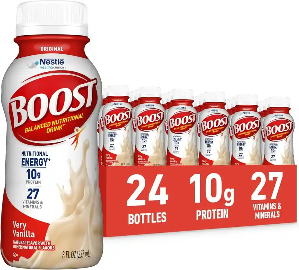 BOOST Original Ready to Drink Nutritional Drinks, Very Vanilla, 8 Fl Oz Bottles, Pack of 24