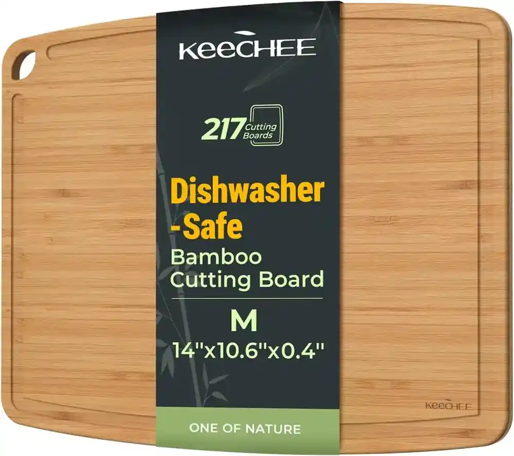 Dishwasher Safe Bamboo Cutting Board, Lightweight & Durable Wood Cutting Board, Reversible with Juice Groove, Easy to Store & Clean, Ideal Kitchen Gift for Home Cooks